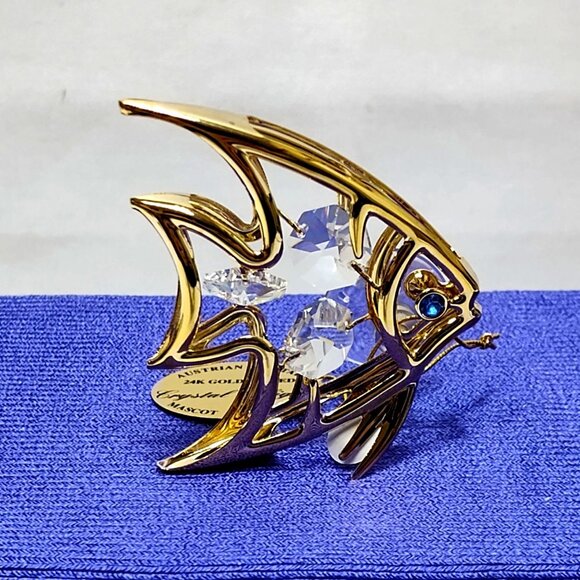 Crystal Delight 24K Gold Plated Angel Fish Suncatcher Suction Cup Mount 1995 VTG - Picture 2 of 8